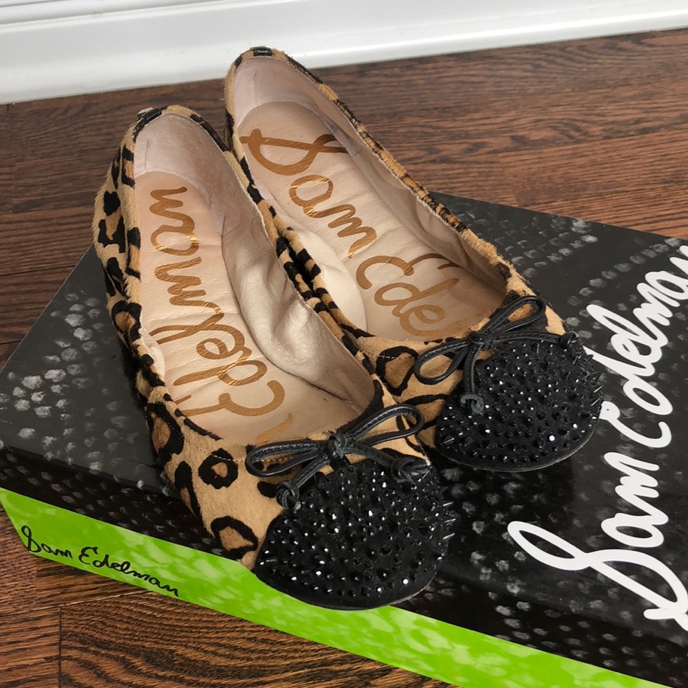 Sam Edelman Leopard calf hair spike flats